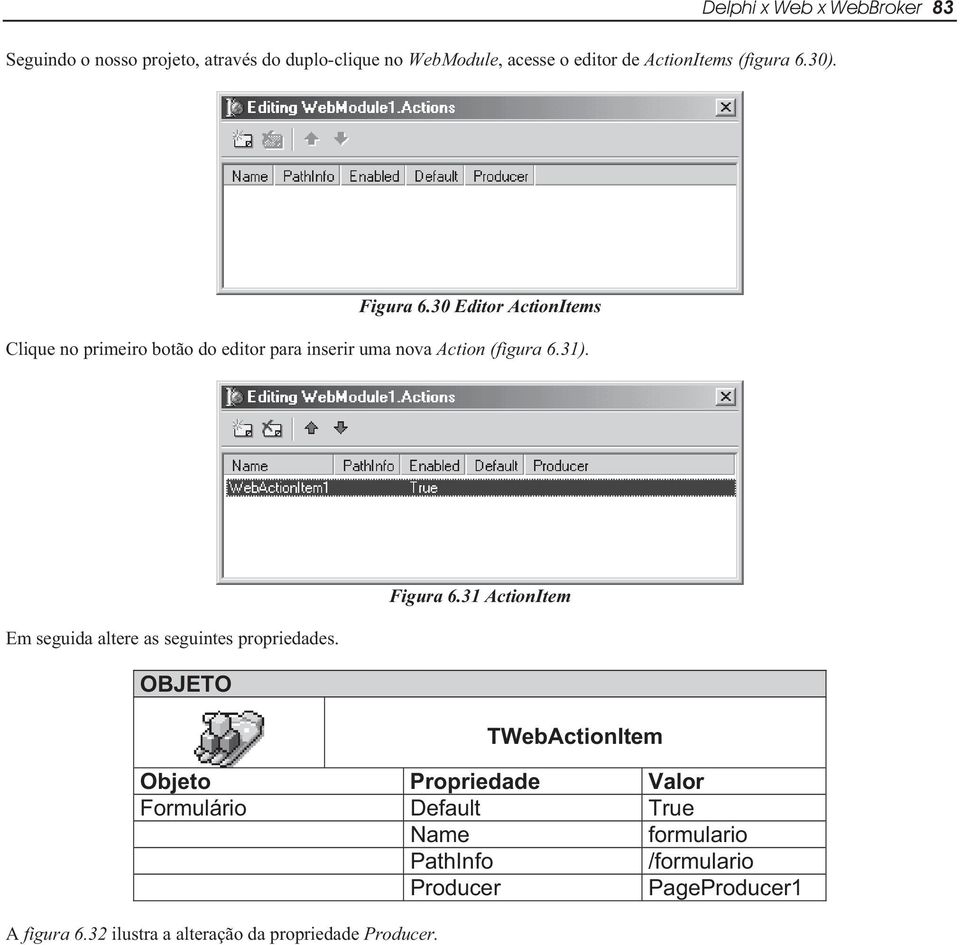 Figura 6.31 ActionItem Em seguida altere as seguintes propriedades.