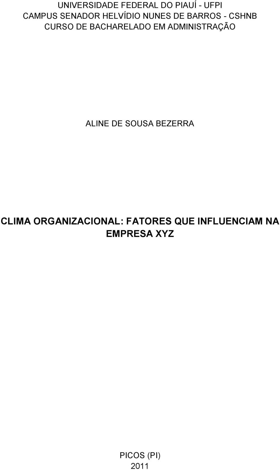 EM ADMINISTRAÇÃO ALINE DE SOUSA BEZERRA CLIMA