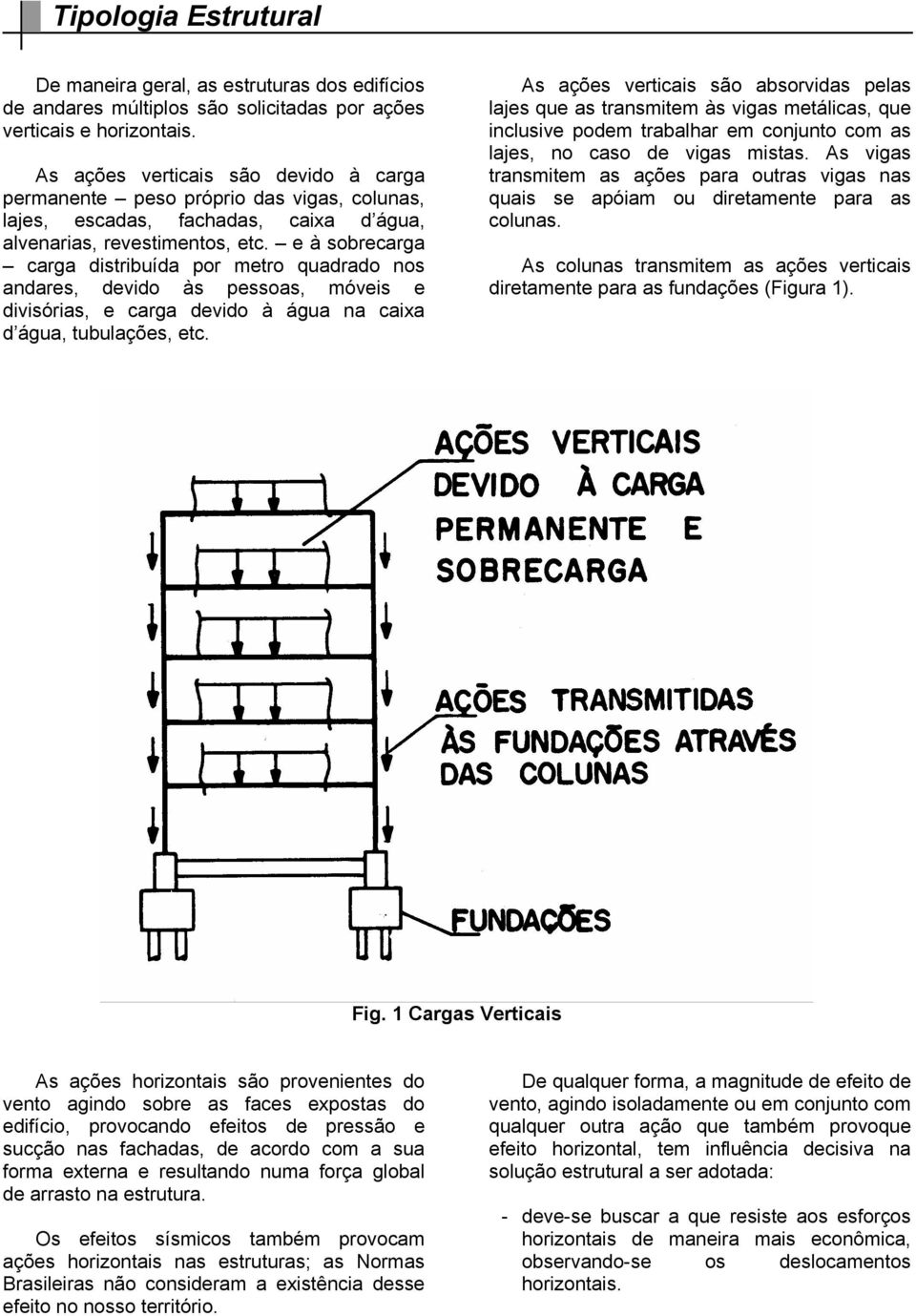 e à sobrecarga carga distribuída por metro quadrado nos andares, devido às pessoas, móveis e divisórias, e carga devido à água na caixa d água, tubulações, etc.