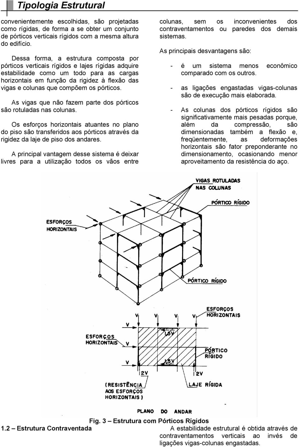 compõem os pórticos. As vigas que não fazem parte dos pórticos são rotuladas nas colunas.