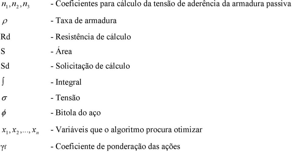 Solicitação de cálculo - Integral - Tensão - Bitola do aço x,.