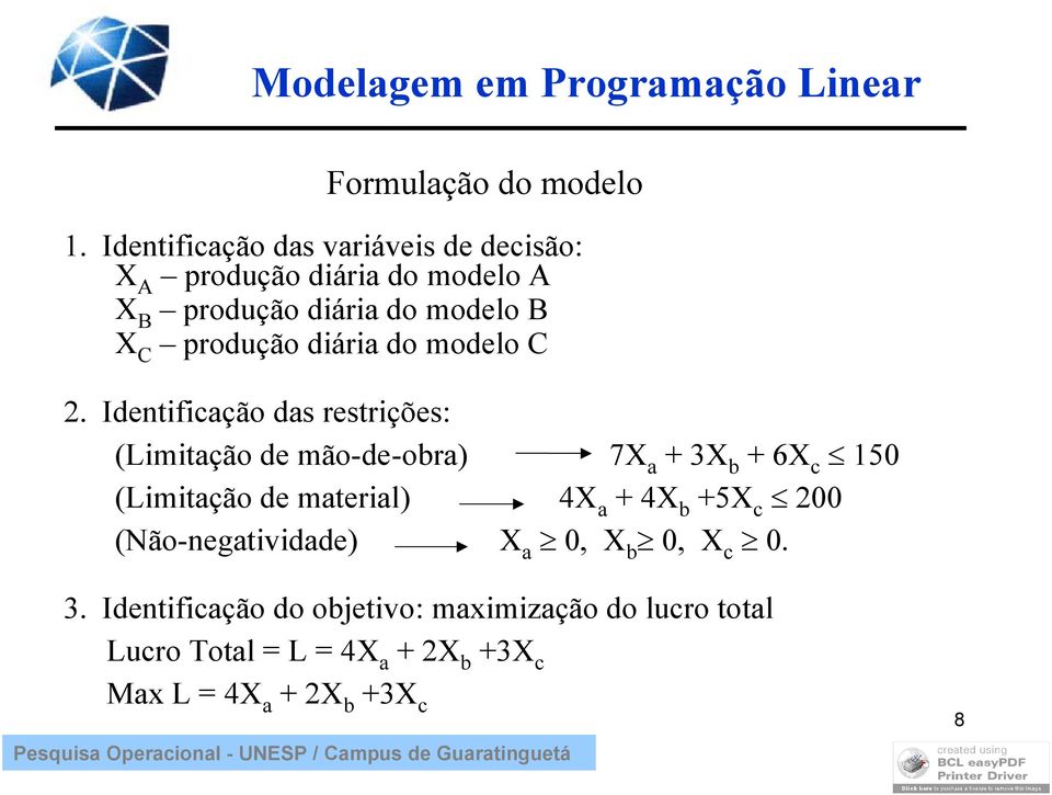 diária do modelo C 2.