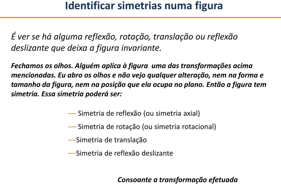 Eu abro os olhos e não vejo qualquer alteração, nem na forma e tamanho da figura, nem na posição que ela ocupa no plano.