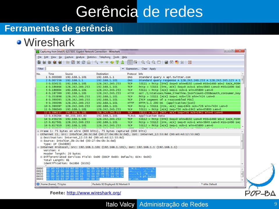 gerência Wireshark