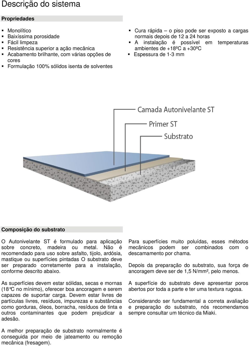 substrato O Autonivelante ST é formulado para aplicação sobre concreto, madeira ou metal.