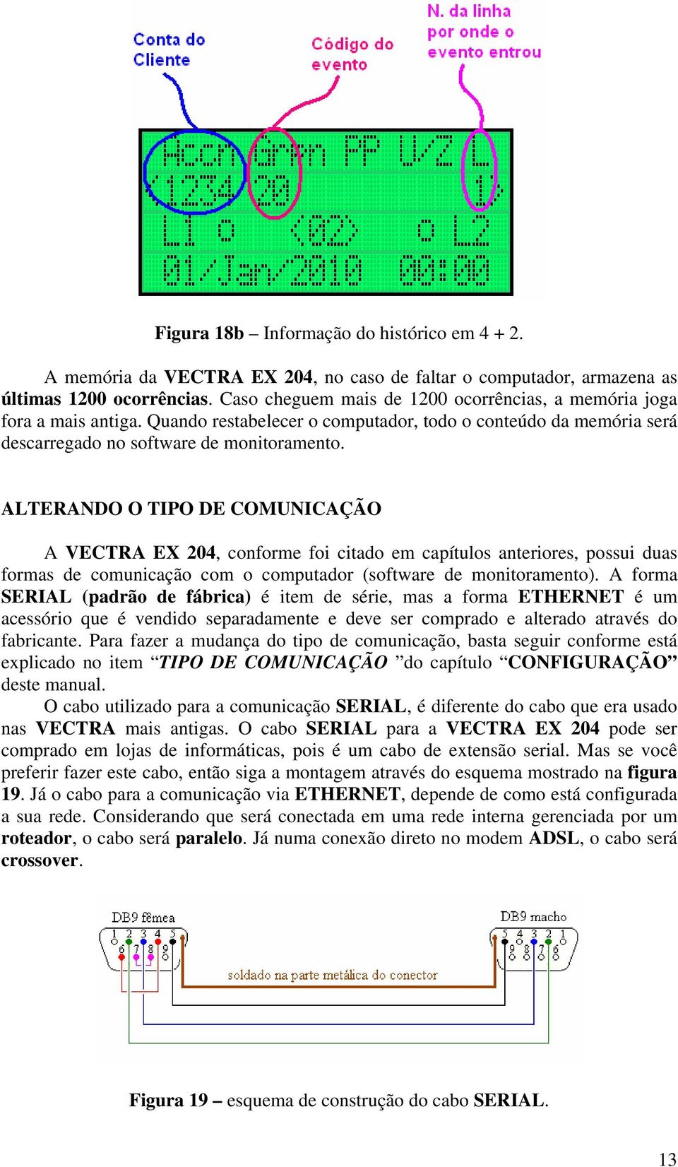 ALTERANDO O TIPO DE COMUNICAÇÃO A VECTRA EX 204, conforme foi citado em capítulos anteriores, possui duas formas de comunicação com o computador (software de monitoramento).