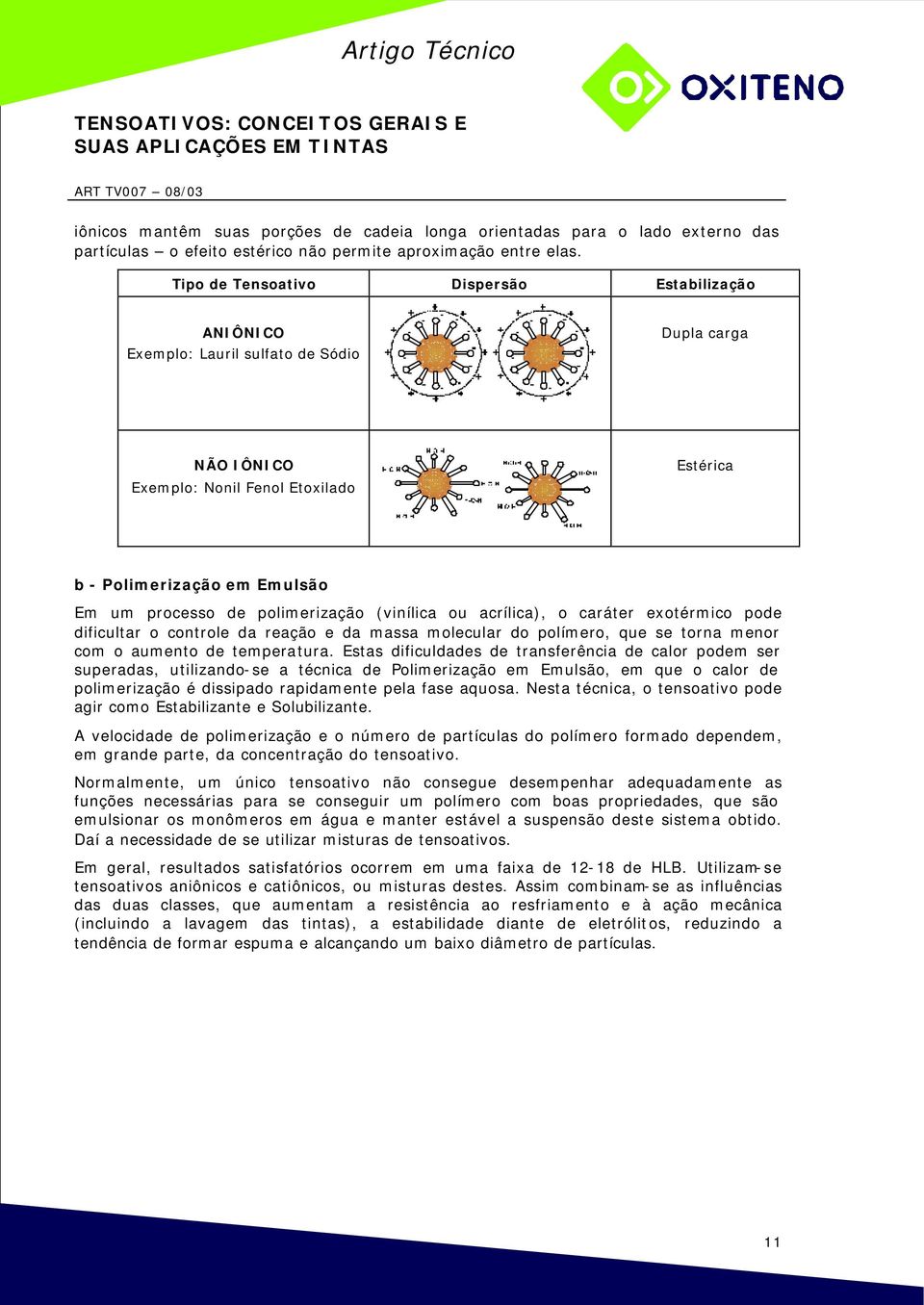 polimerização (vinílica ou acrílica), o caráter exotérmico pode dificultar o controle da reação e da massa molecular do polímero, que se torna menor com o aumento de temperatura.