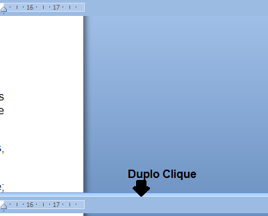 16 7. COMPARANDO PARTES DO DOCUMENTO Dividindo a tela do Word em duas fica mais fácil para comparar partes do mesmo documento. Para dê duplo clique aonde está a seta.