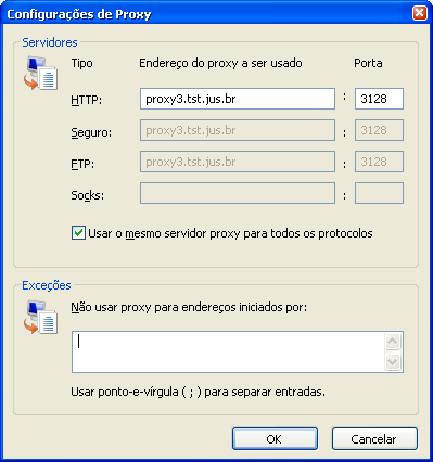 d) Configure a Lan Avançada conforme figura abaixo. Marcar Clique em OK em ambas as telas mostradas na página anterior. De acordo com o navegador (Internet Explorer, Firefox, Chrome, etc.