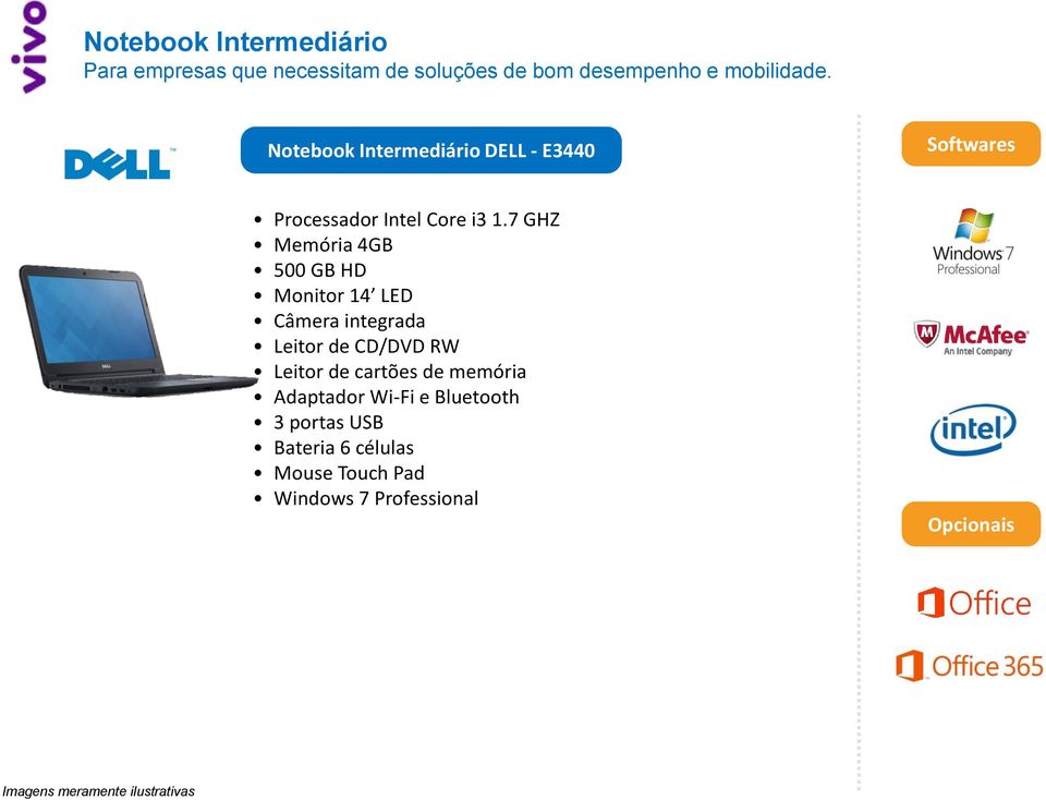 Notebook Intermediário DELL - E3440 Processador Intel Core i3 1.