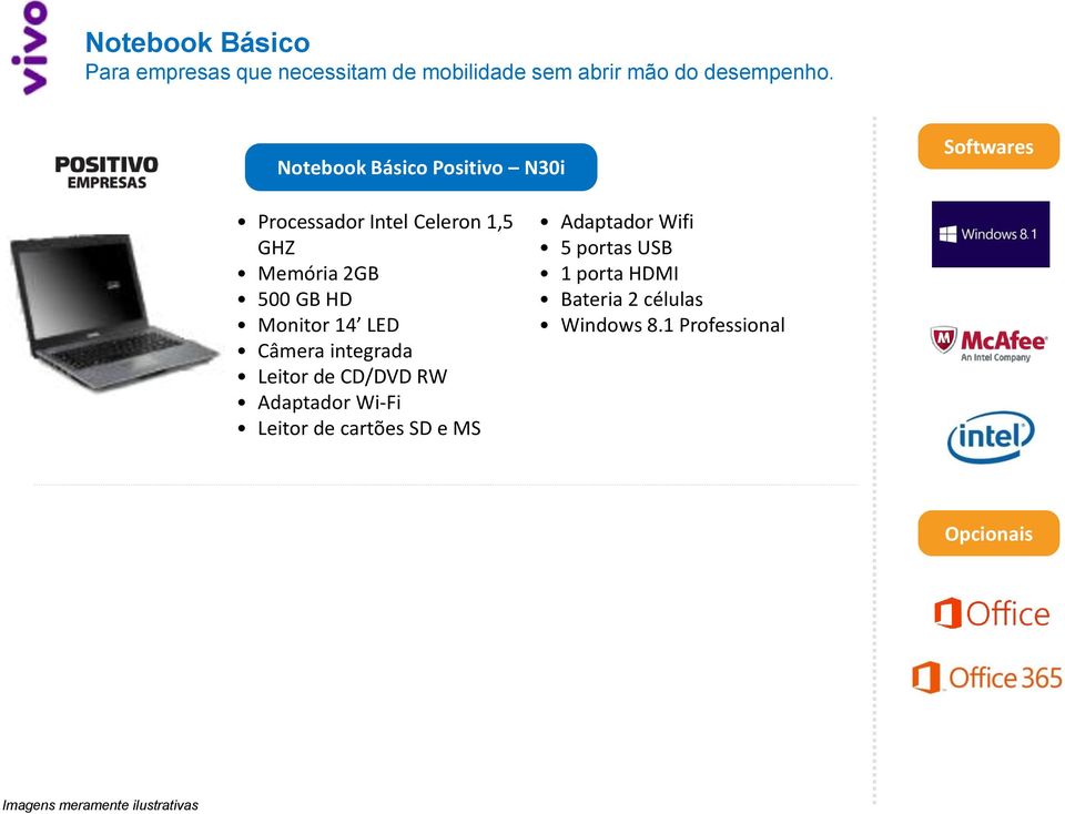 Notebook Básico Positivo N30i Processador Intel Celeron 1,5 GHZ Memória 2GB