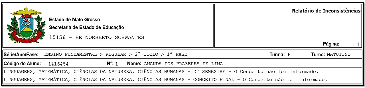 Verificar Relatório de Inconsistências do Aluno Após processar o fechamento