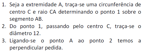 Construções geométricas com esquadro e compasso: Mediatriz é a reta que passa perpendicularmente a um segmento, dividindo-o em duas partes congruentes (Ponto Médio).