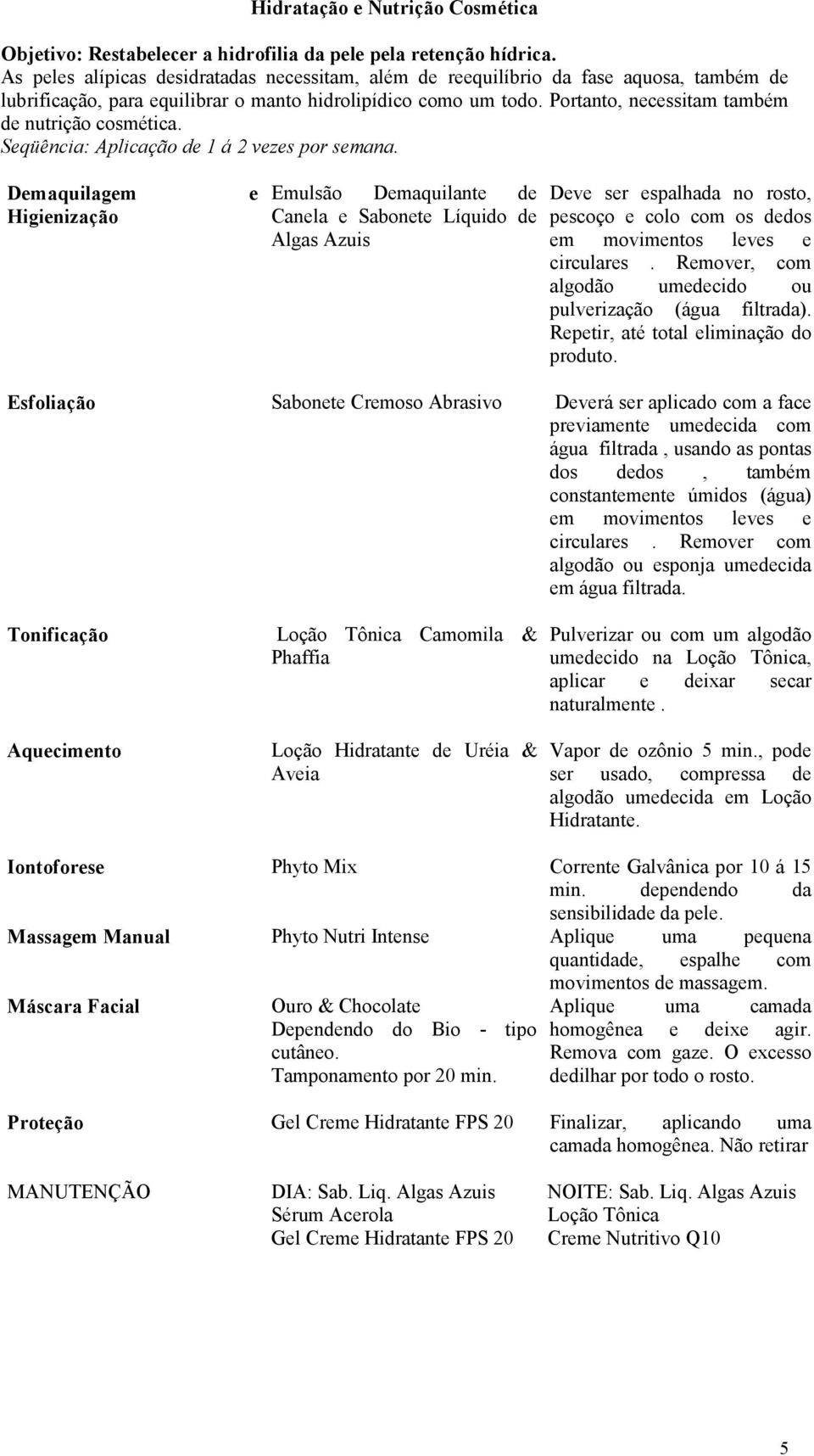 Portanto, necessitam também de nutrição cosmética. Seqüência: Aplicação de 1 á 2 vezes por semana.