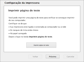 13. Quando vir esta tela, imprima uma página de teste