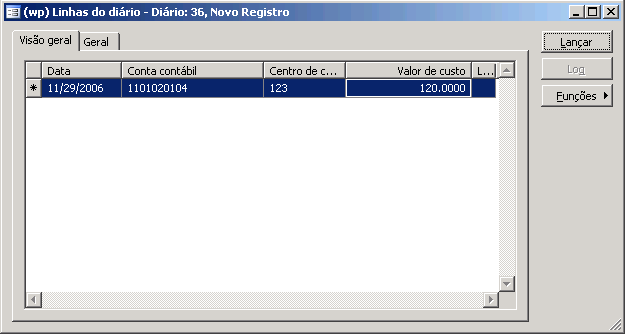 Configurar nomes de diário para custos por absorção 1. Clique em Produção > Configuração > Custos por absorção > Nomes de diário. 2. Clique na guia Visão geral.