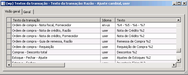 Configuração básica para este recurso 1. Clique em Básico > Configuração > Texto da transação. 2. Selecione um texto de transação no campo Texto da transação. 3.