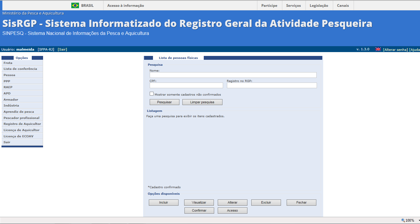 SisRGP SISTEMA INFORMATIZADO DO