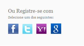 2a. Como alternativa, você pode se registrar usando credenciais de serviços populares da Internet, como o Facebook e o Twitter.