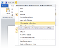 Manter os comandos favoritos à mão A Barra de Ferramentas de Acesso Rápido no canto superior esquerdo da janela de programa do Word fornece atalhos para comandos que irá utilizar frequentemente.