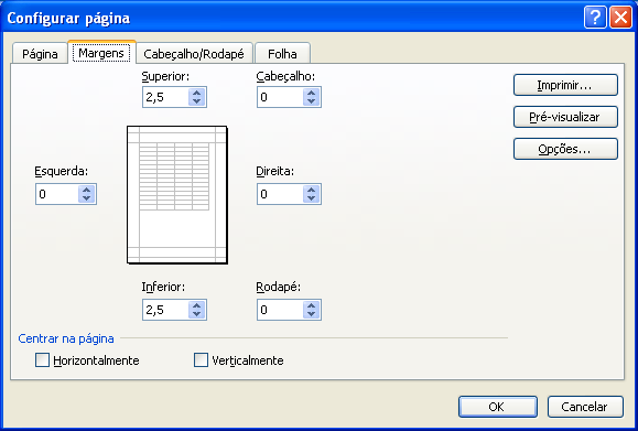 Impressão de documentos Configuração de página Separador Margens Este separador permite definir o tamanho das margens de uma página (superior, inferior,