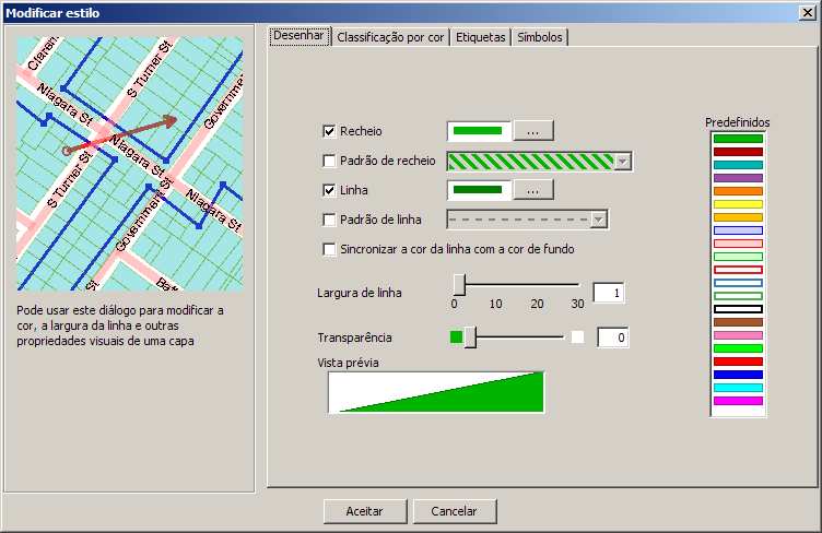 Adiciona-se os layers ao nosso projecto com o botão Estilo Simbologia Altera-se a simbologia, com o botão do lado direito do rato no layer Simbology