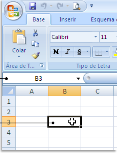 3.5. Colunas, linhas e células Como já vimos, a área de trabalho de uma folha de cálculo (do Excel ou qualquer outra) é uma quadrícula formada pela intercepção de linhas com designações numéricas (do