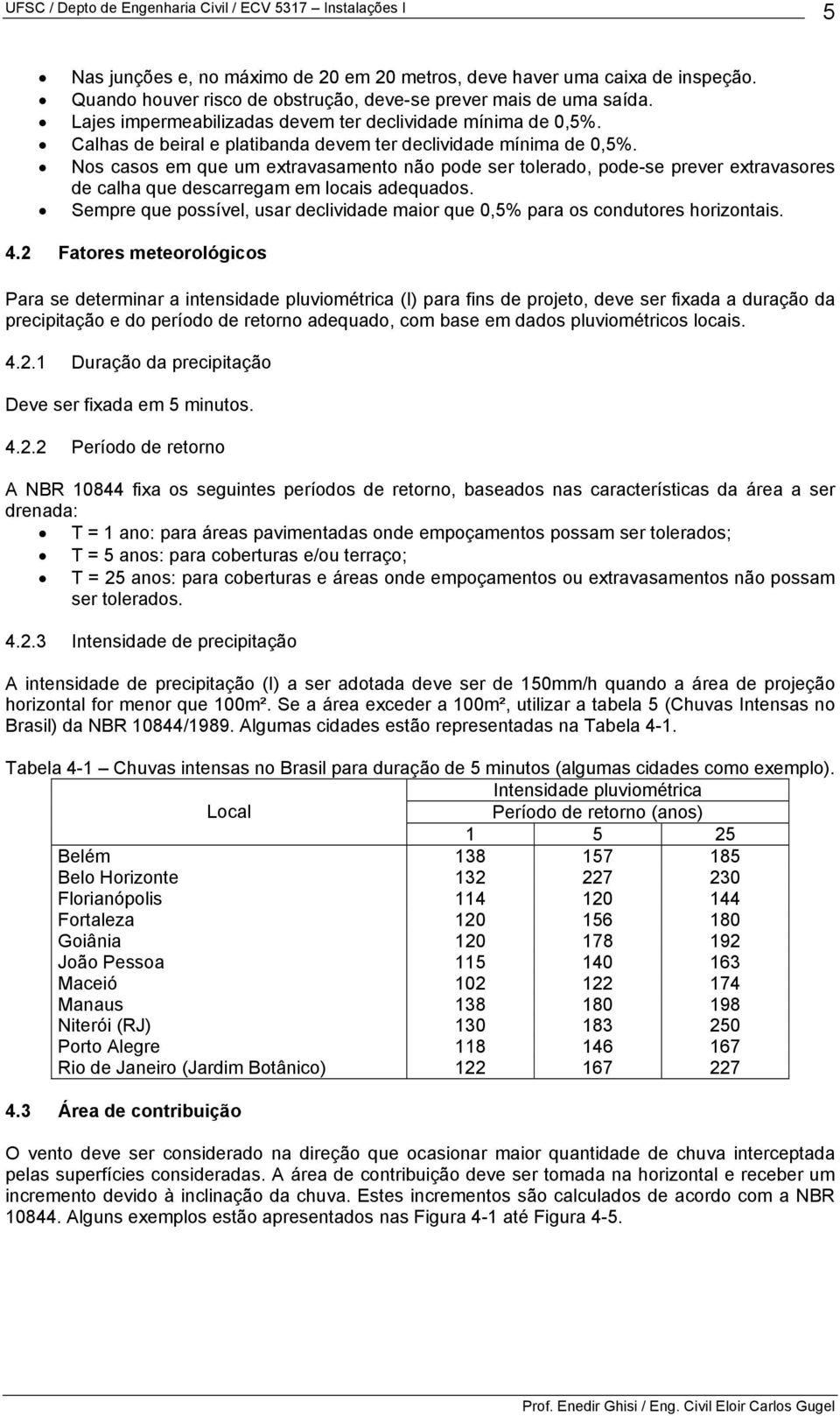 Nos casos em que um extravasamento não pode ser tolerado, pode-se prever extravasores de calha que descarregam em locais adequados.