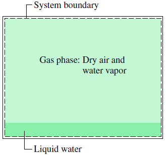 Hipóteses: Ar úmido em equilíbrio com condensado O ar seco e o vapor d água comportam-se como gases ideais (a P parciais e T da mistura) O equilíbrio entre as fases