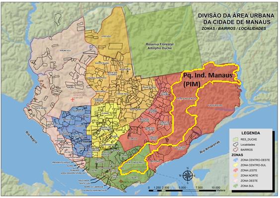 Figura 1: Delimitação Parque Industrial dentro da área urbana de Manaus Inicialmente cabe ressaltar que a implantação da ZFM durante o regime militar não teve apenas um caráter econômico-social, mas