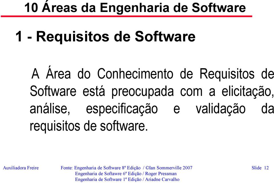 análise, especificação e validação da requisitos de software.