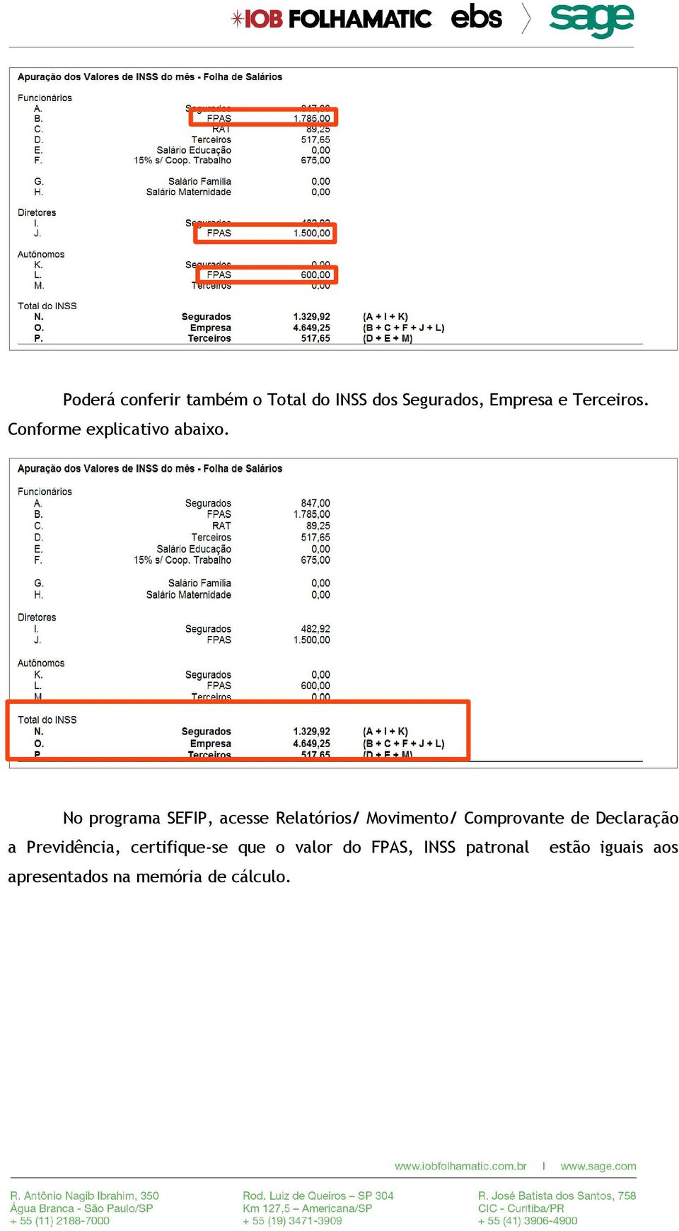 No programa SEFIP, acesse Relatórios/ Movimento/ Comprovante de