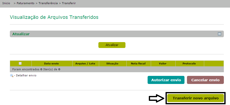 Para transferir o arquivo clique em procurar abra o arquivo digite a competência colocando dia / mês / ano correspondente ao envio digite o valor