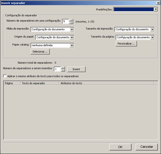 COMMAND WORKSTATION, WINDOWS EDITION 30 Inserir separadores O recurso Inserir separadores permite inserir automaticamente páginas de separadores em toda a tarefa.