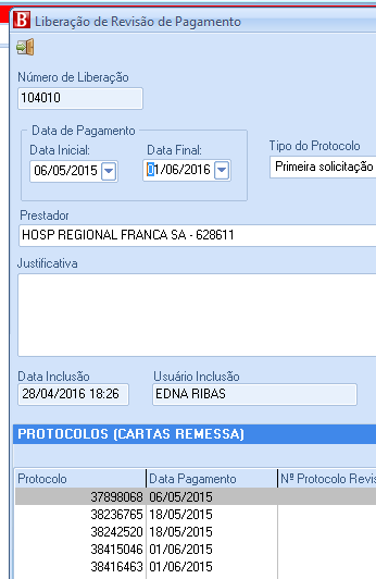 Senha para solicitação de revisão/recurso de glosa acima do prazo contratual ATUAL É necessário informar o protocolo, a senha é gerada para cada recurso.