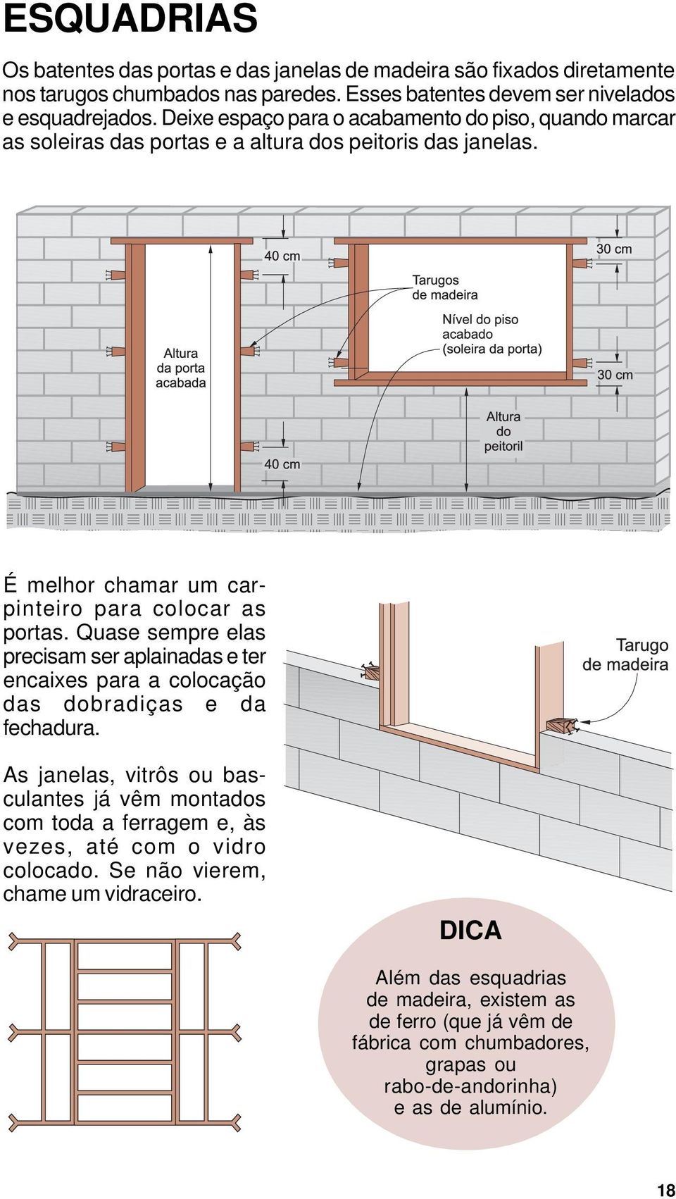 Quase sempre elas precisam ser aplainadas e ter encaixes para a colocação das dobradiças e da fechadura.