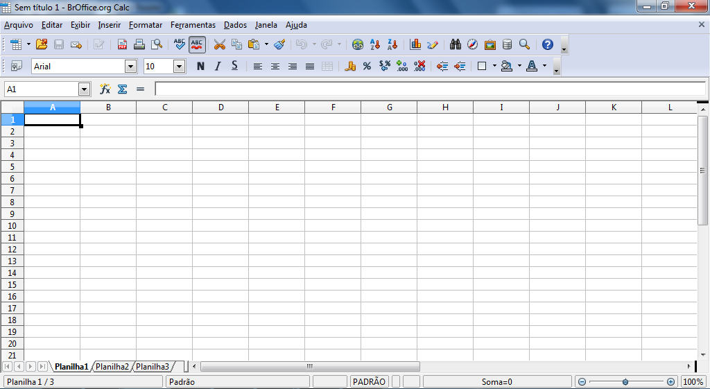 Introdução BrOffice Calc é uma planilha eletrônica que possibilita: Efetuar cálculos complexos com a utilização de fórmulas matemáticas e funções embutidas em suas células; (funções, gráficos e