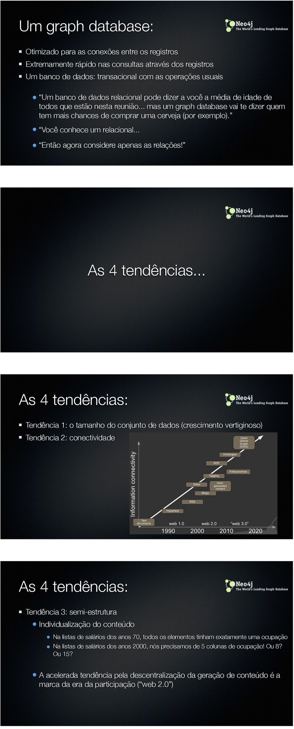 Você conhece um relacional... Então agora considere apenas as relações! As 4 tendências.