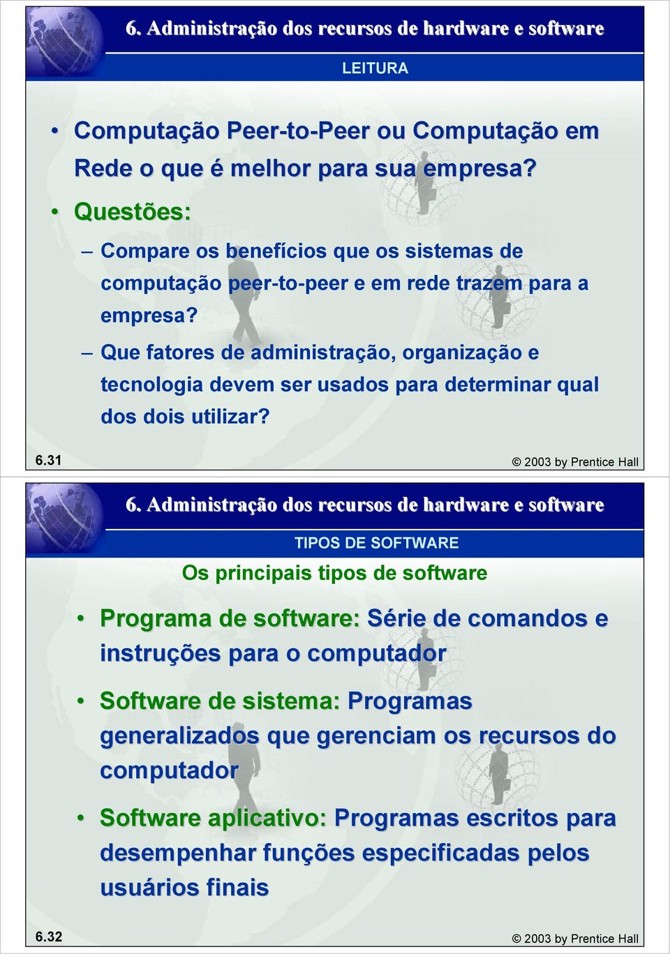 Que fatores de administração, organização e tecnologia devem ser usados para determinar qual dos dois utilizar? 6.