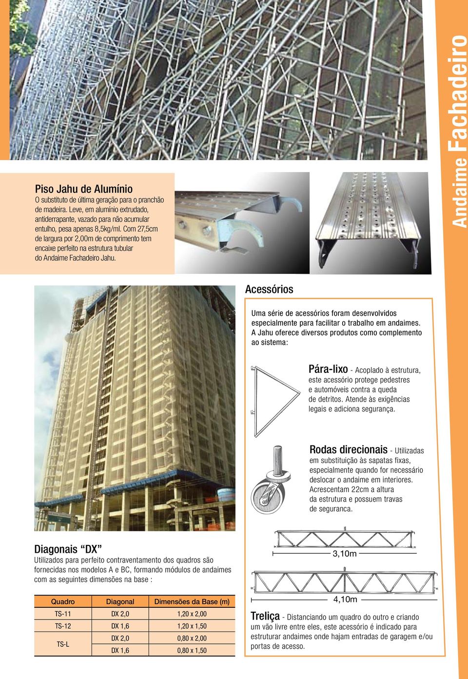 Andaime Fachadeiro Acessórios Uma série de acessórios foram desenvolvidos especialmente para facilitar o trabalho em andaimes.