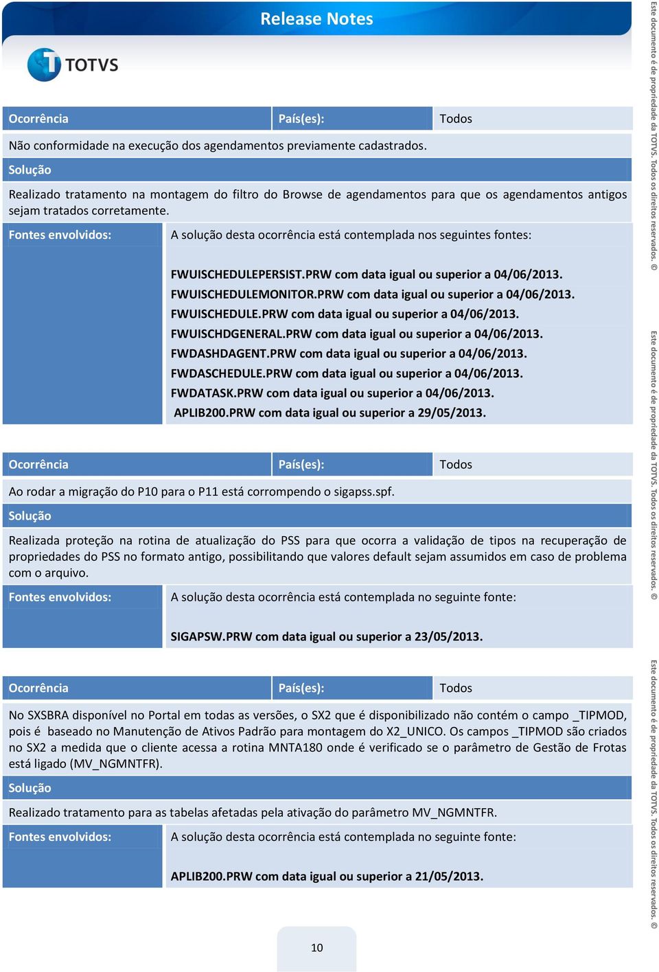 FWUISCHEDULEMONITOR.PRW com data igual ou superior a 04/06/2013. FWUISCHEDULE.PRW com data igual ou superior a 04/06/2013. FWUISCHDGENERAL.PRW com data igual ou superior a 04/06/2013. FWDASHDAGENT.