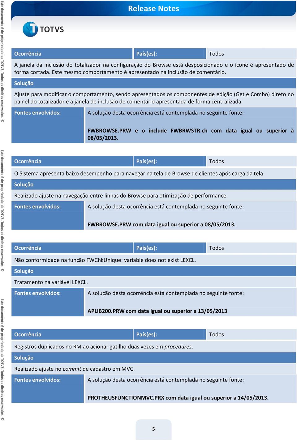 FWBROWSE.PRW e o include FWBRWSTR.ch com data igual ou superior à 08/05/2013. O Sistema apresenta baixo desempenho para navegar na tela de Browse de clientes após carga da tela.