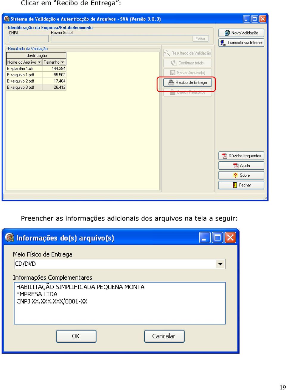 informações adicionais