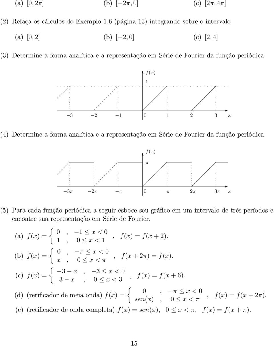 3 f(x) 1 1 1 3 x (4) Determine a forma analítica e a representação em Série de Fourier da função periódica.
