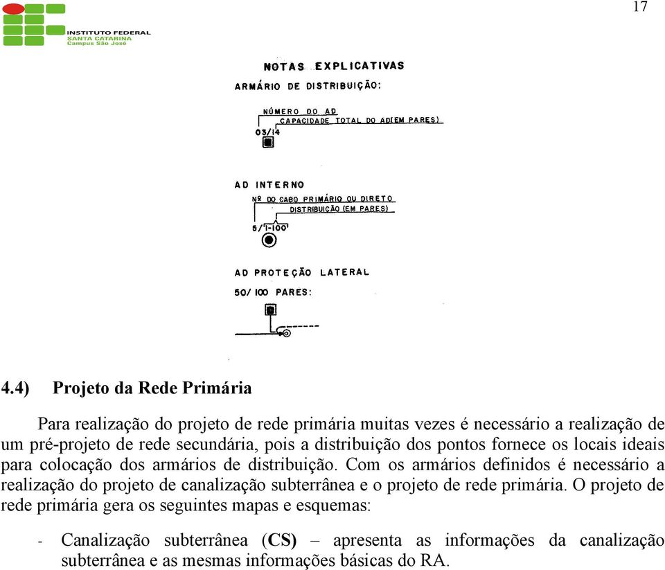 Com os armários definidos é necessário a realização do projeto de canalização subterrânea e o projeto de rede primária.