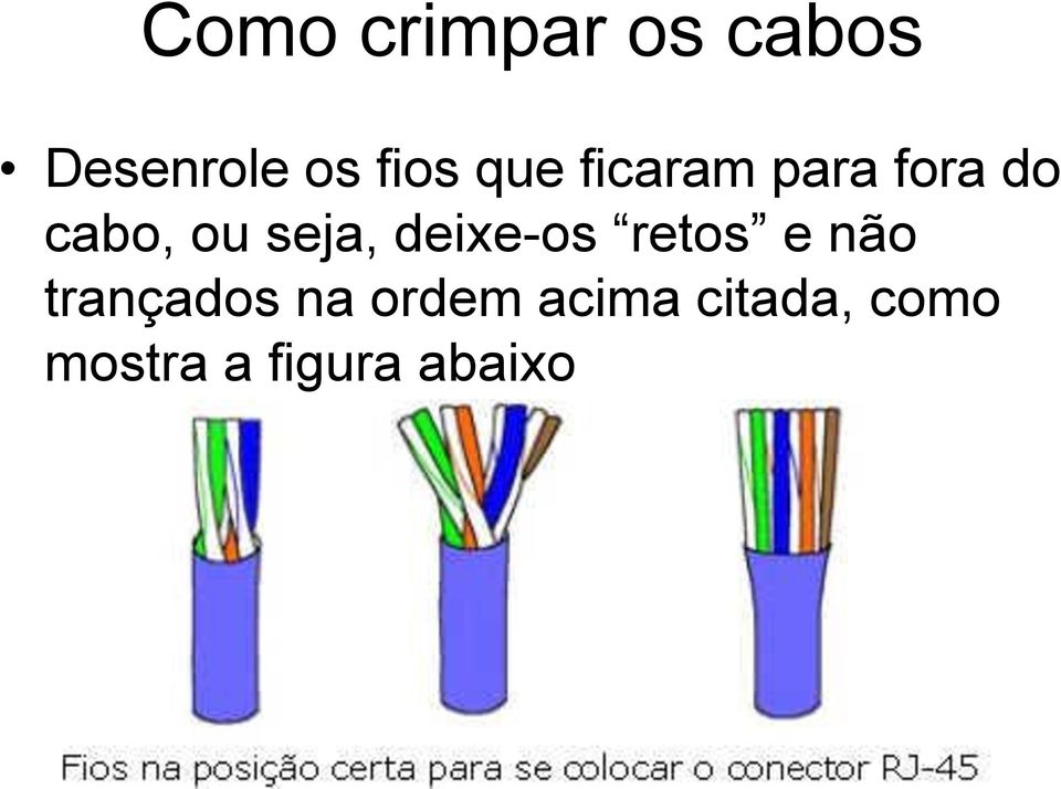 deixe-os retos e não trançados na ordem