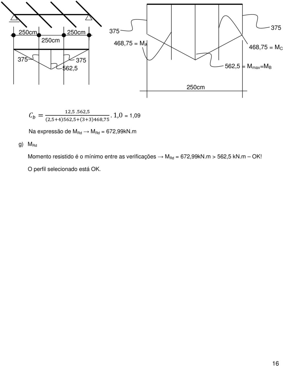 1,0 = 1,09 Na expressão de M Rd M Rd = 672,99kN.