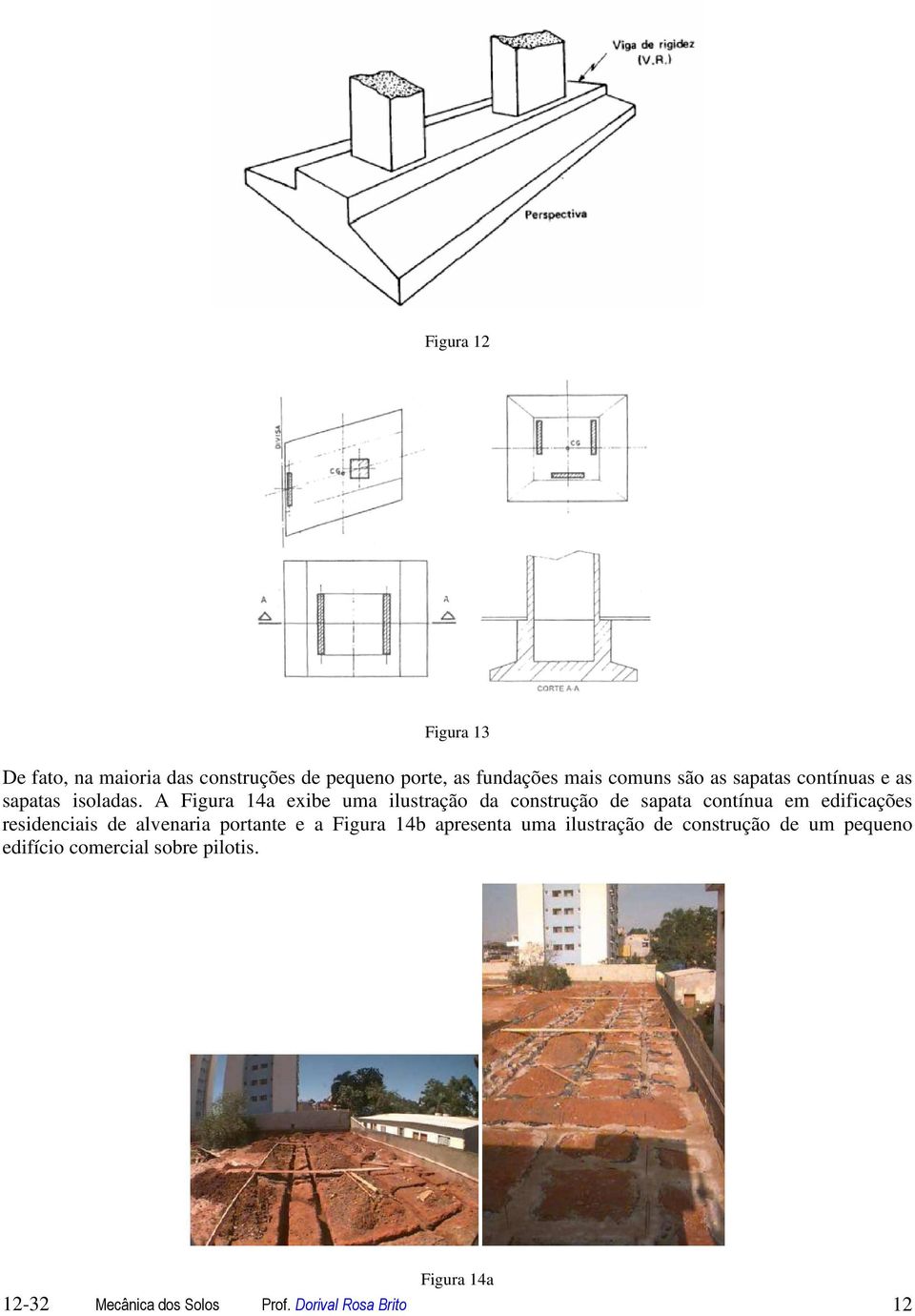 A Figura 14a exibe uma ilustração da construção de sapata contínua em edificações residenciais de alvenaria