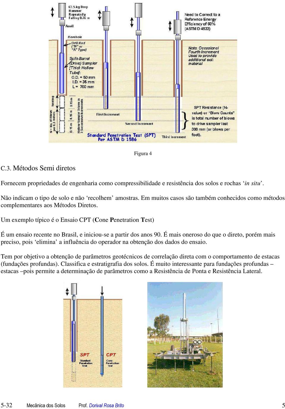 Um exemplo típico é o Ensaio CPT (Cone Penetration Test) É um ensaio recente no Brasil, e iniciou-se a partir dos anos 90.