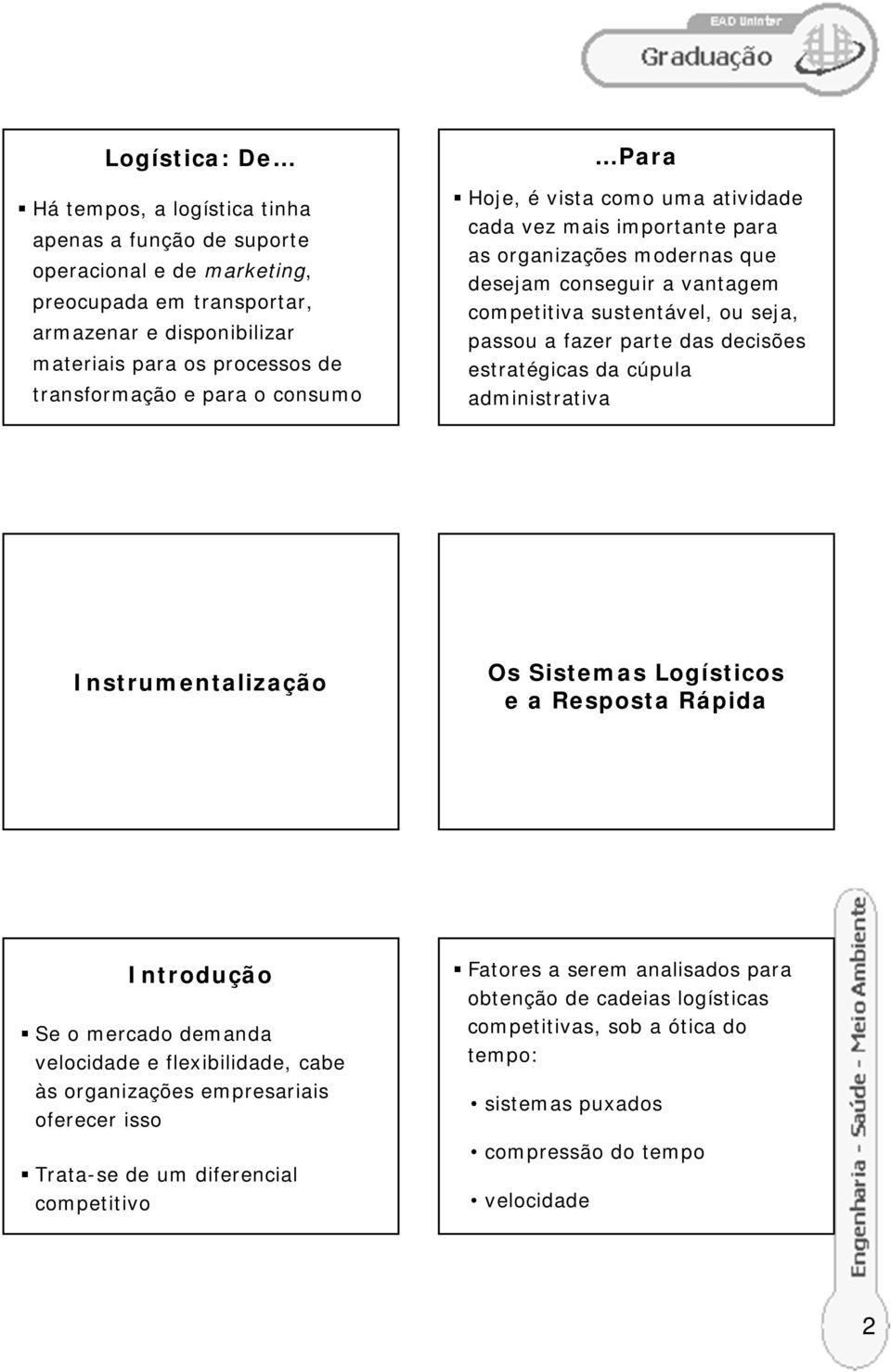 decisões estratégicas da cúpula administrativa Instrumentalização Os Sistemas Logísticos e a Resposta Rápida Introdução Se o mercado demanda velocidade e flexibilidade, cabe às organizações